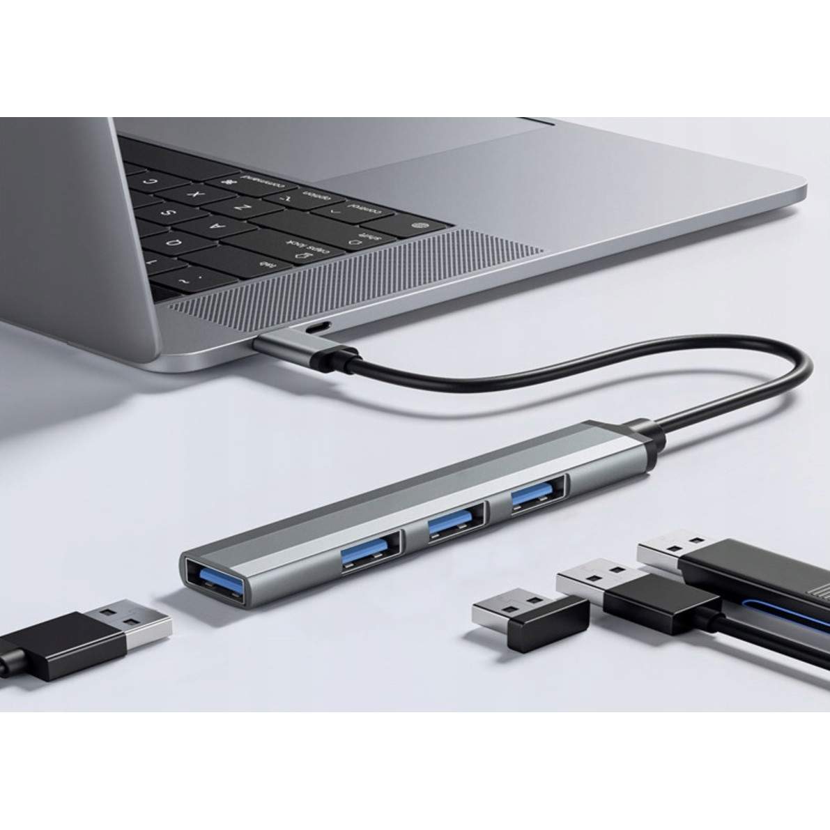 4-porte USB-hub - Aluminium