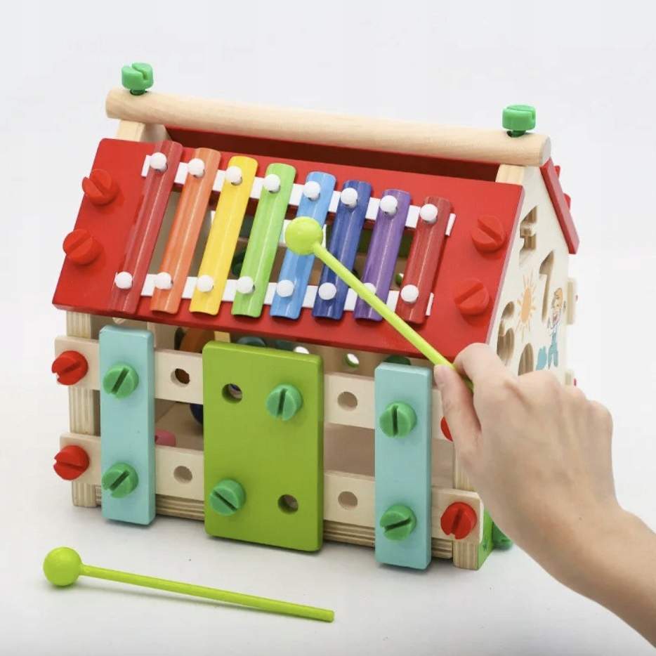 DIY Træhus til Børn - Uddannelsesmæssigt Legesæt med Formsorter