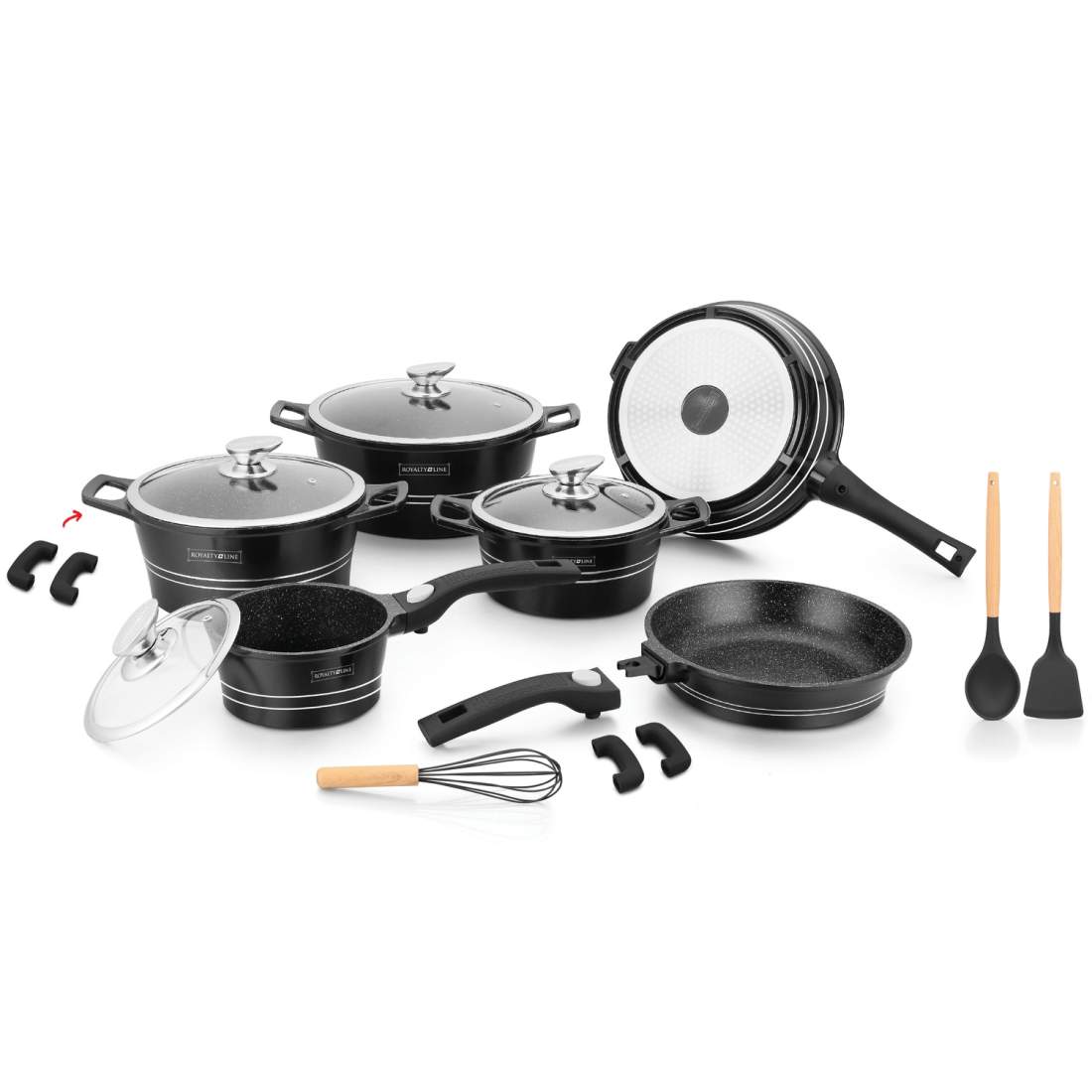 6-delars Köksset med Marmorbeläggning - Svart | Hem & Hobby - Hem & Hushåll - Kök - Köksredskap - Kokkärl | Pryloteket