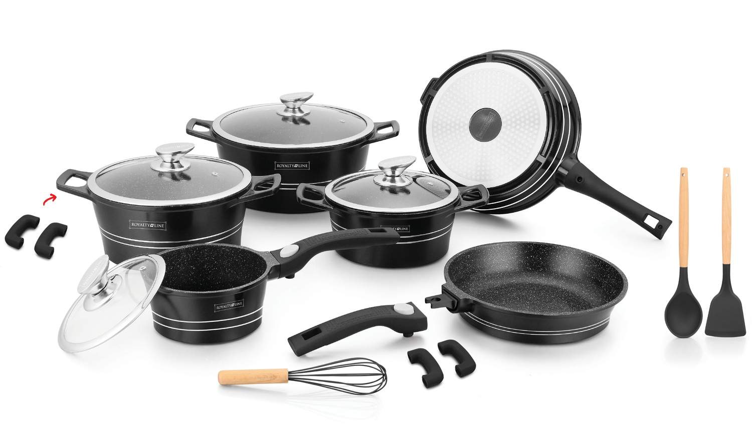 6-osainen Keittiösetti Marmoripinnoitteella  - Musta