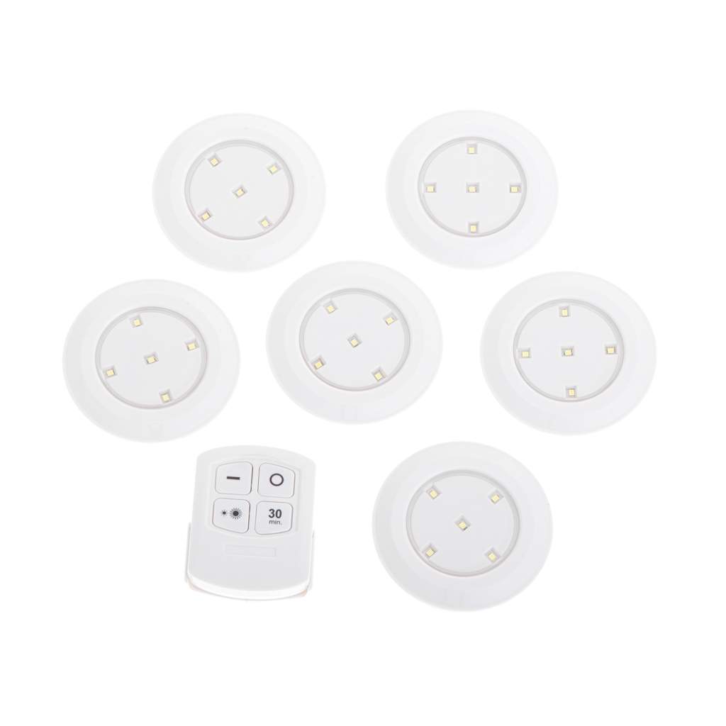 Trådløse LED-lys med fjernbetjening - 6-pak