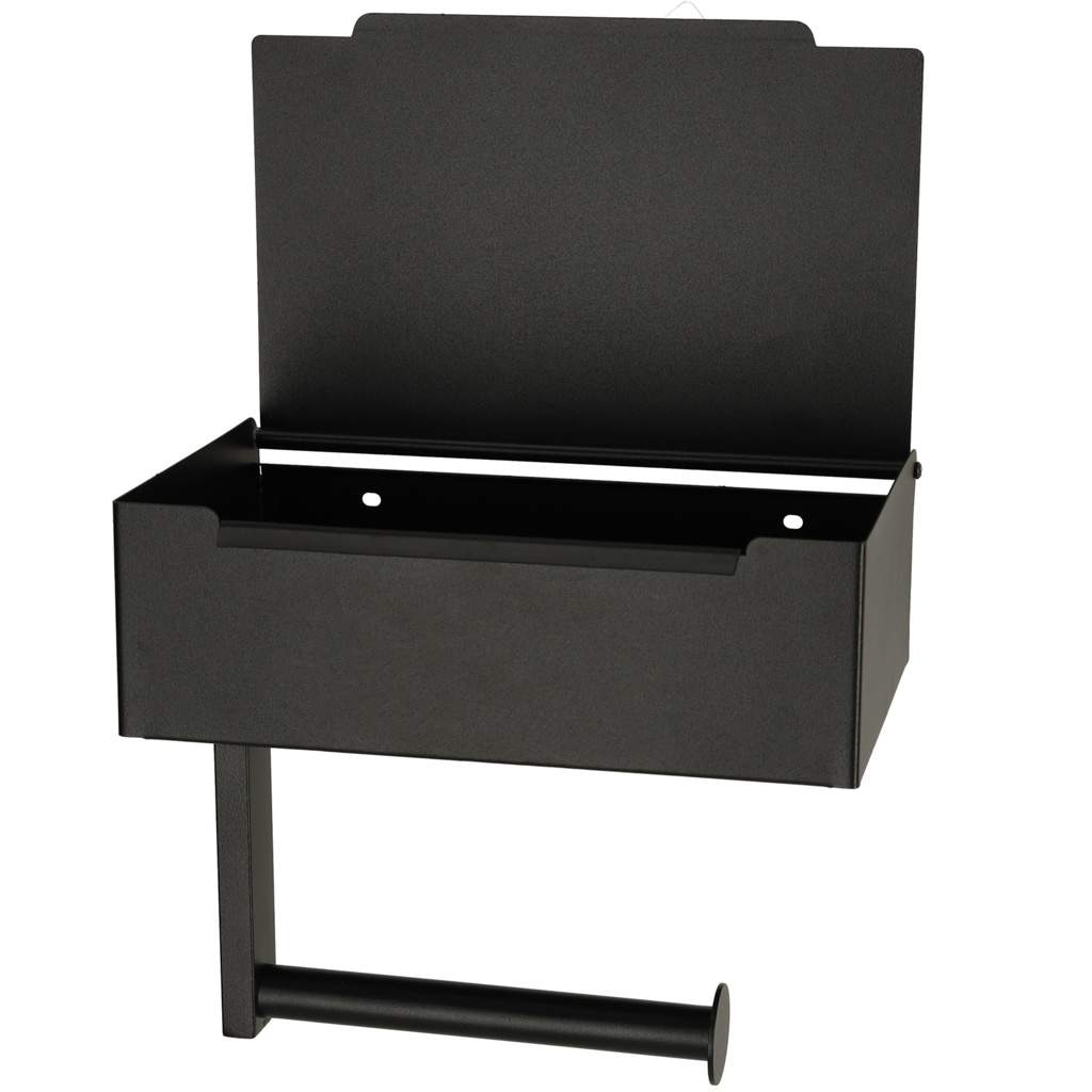 Toiletrulleholder med hylderum 3-i-1 - sort