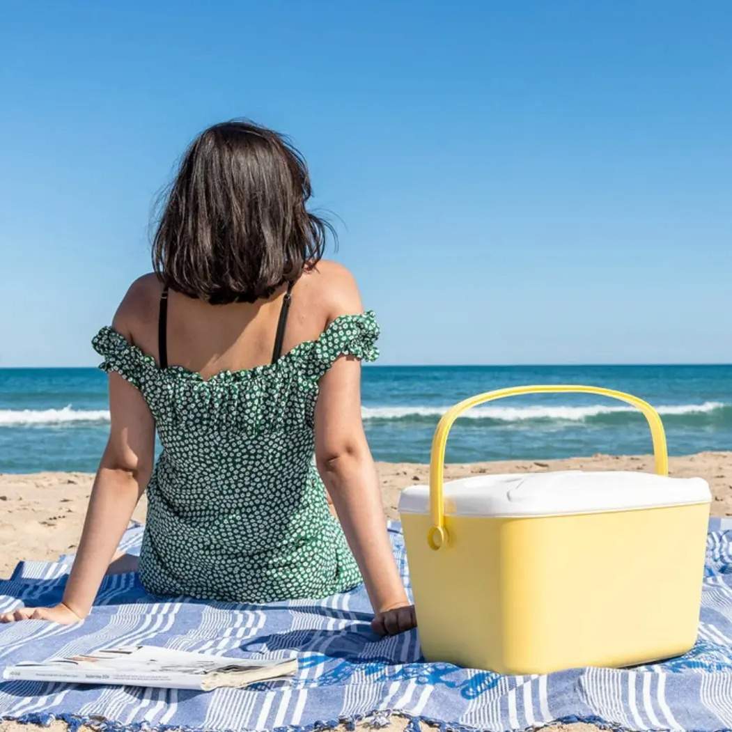 Bærbar køleboks med multifunktionel låg, 15 L billede