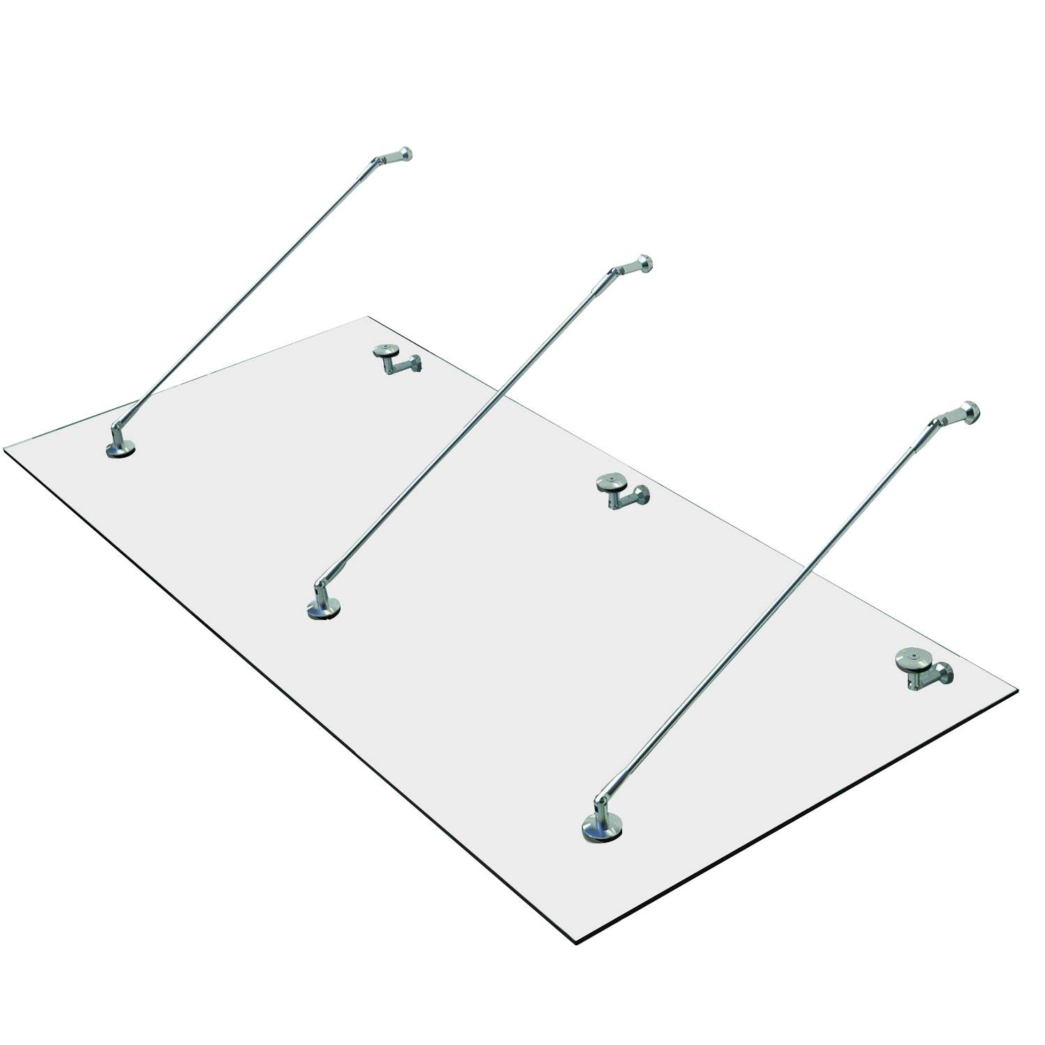 Afdækning i sikkerhedsglas og rustfrit stål 200x90 cm