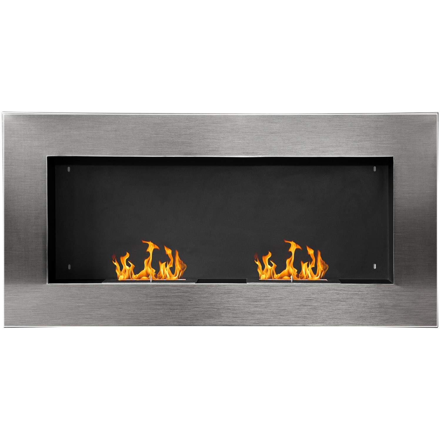 Sølv Væghængt Bioethanol Pejs 110x54x14 cm