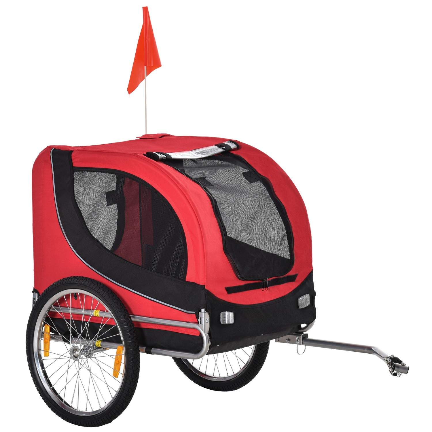 Rød og sort hundecykeltrailer 130x73x90 cm