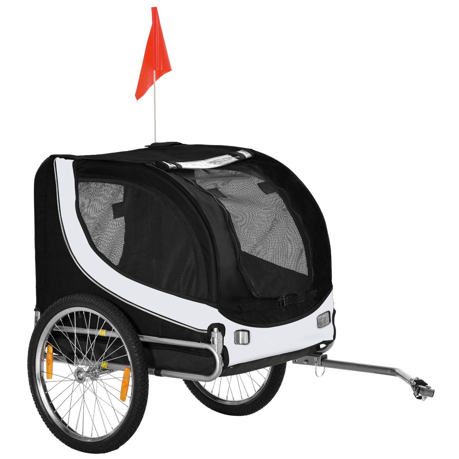 Hvid+Sort Hunde cykeltrailer 130x73x90 cm