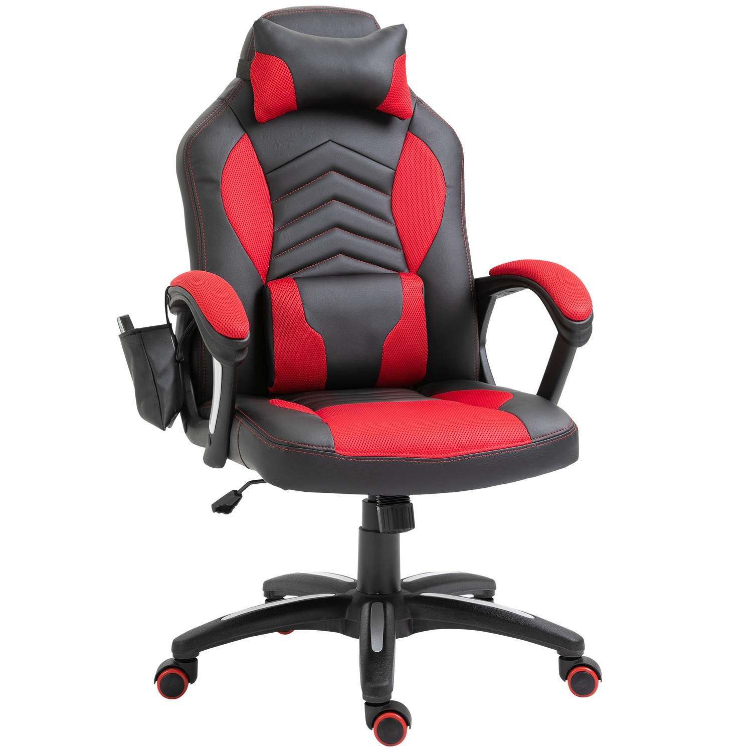 Gaming stol med massage og varme, rød PU