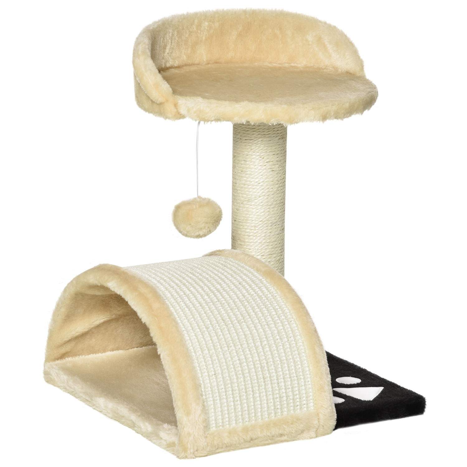 Beige Katte kradsestolpe med legebolde 46 cm