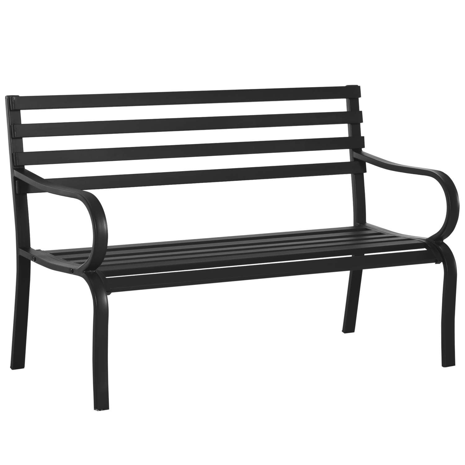 Sort 2-personers Havebænk i Metal 127x58x82 cm