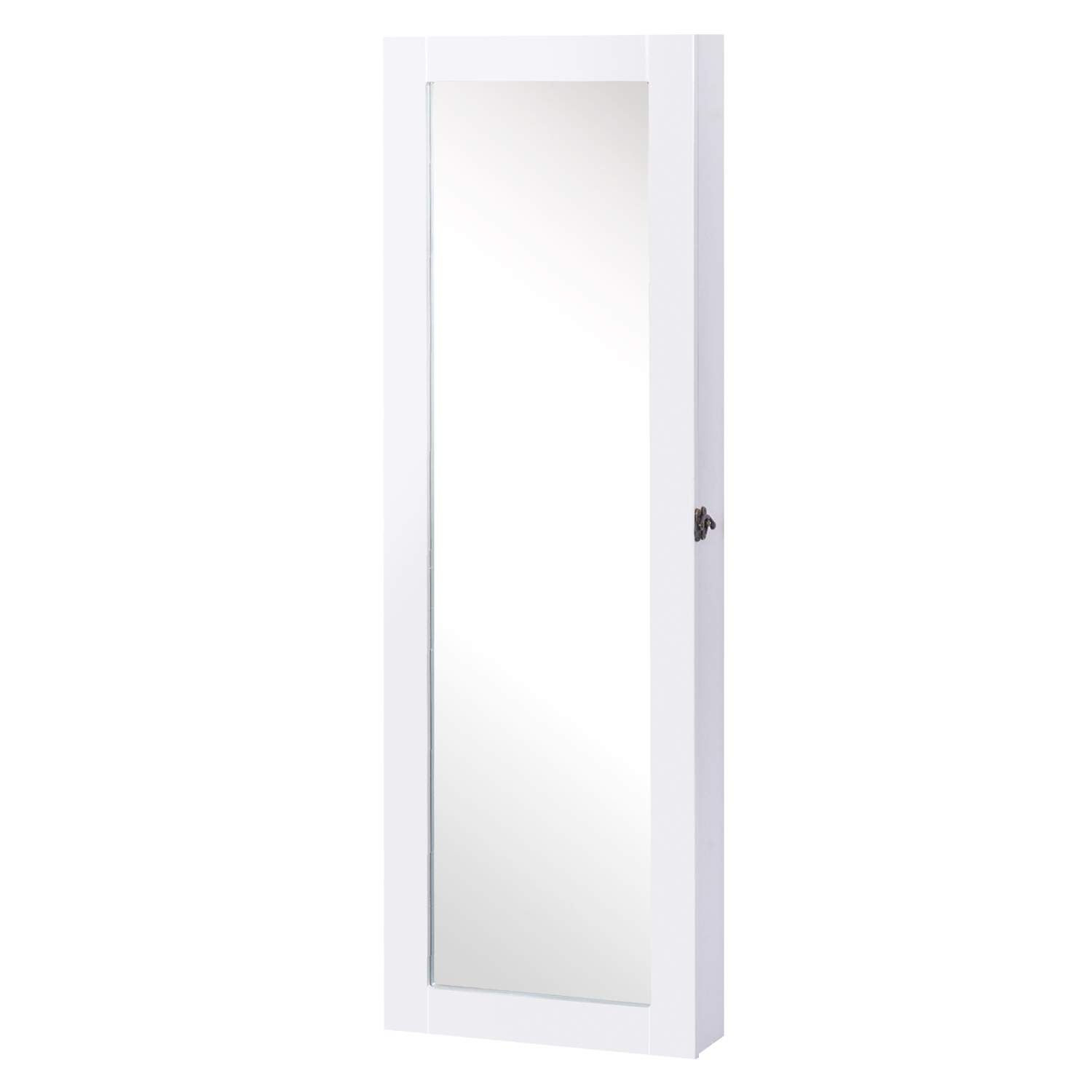 Smykkeskab med spejl, stort opbevaringsrum, 37x9,5x112cm
