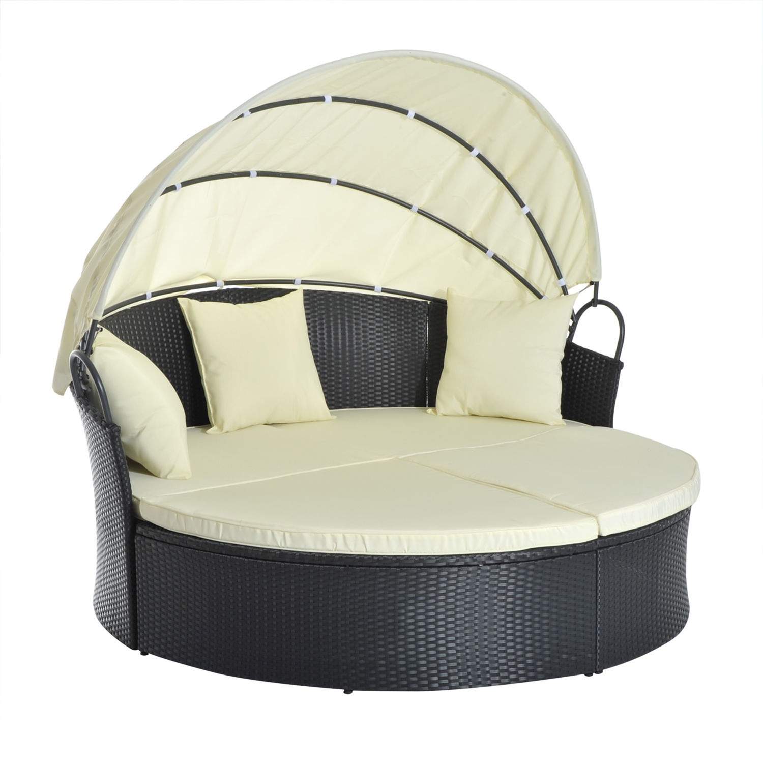Folding Lounge liggestol i polyrattan creme