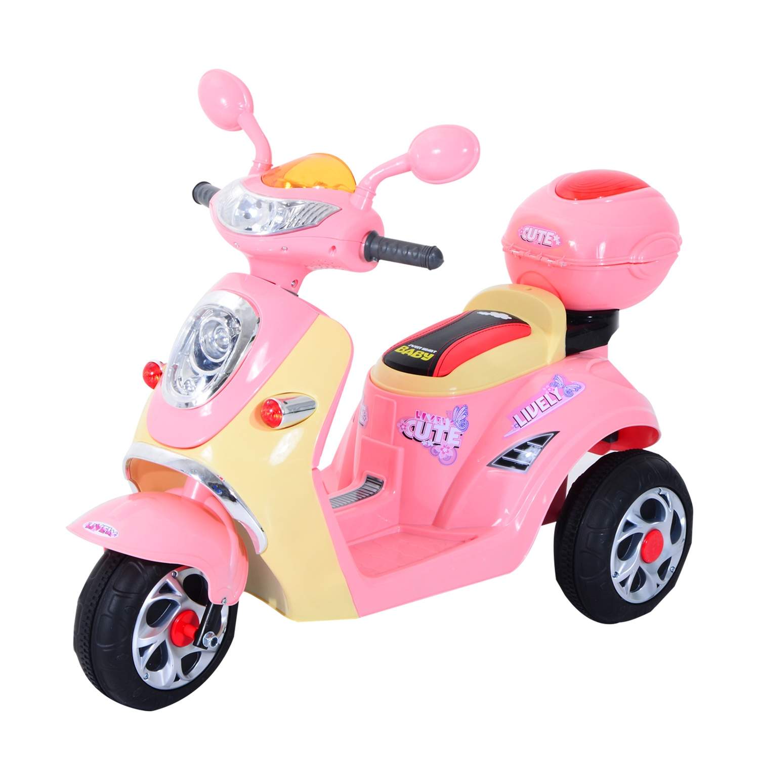 Pink og gul elektrisk motorcykel til børn 6V