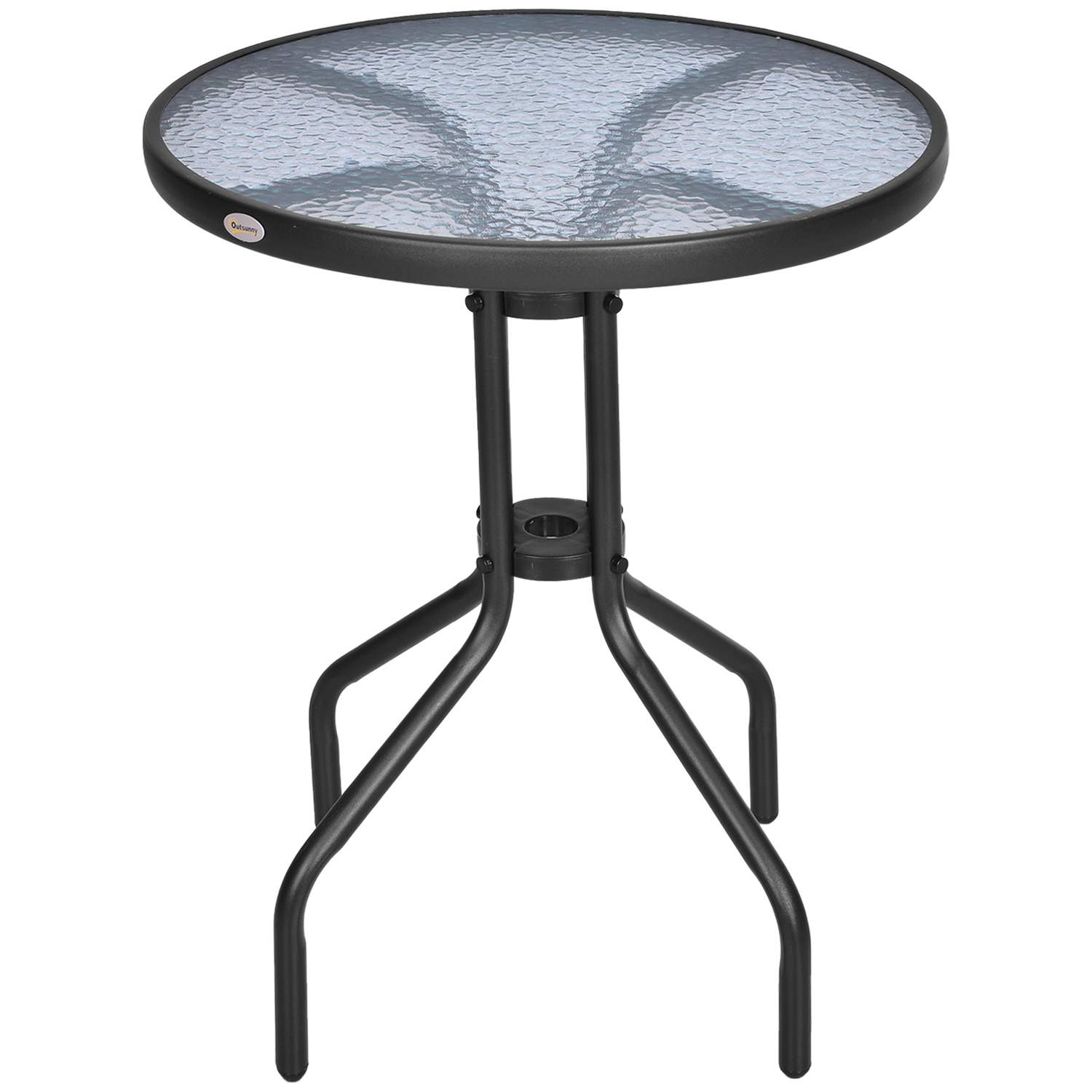 Rundt metalhavebord med glas Ø60 cm