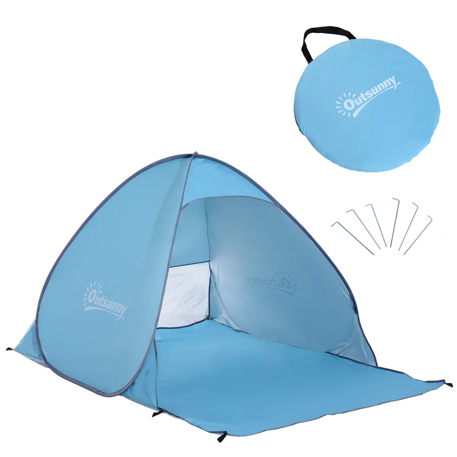 Hurtigt sammensat Pop Up Strandtelt Blå 200x150x119cm