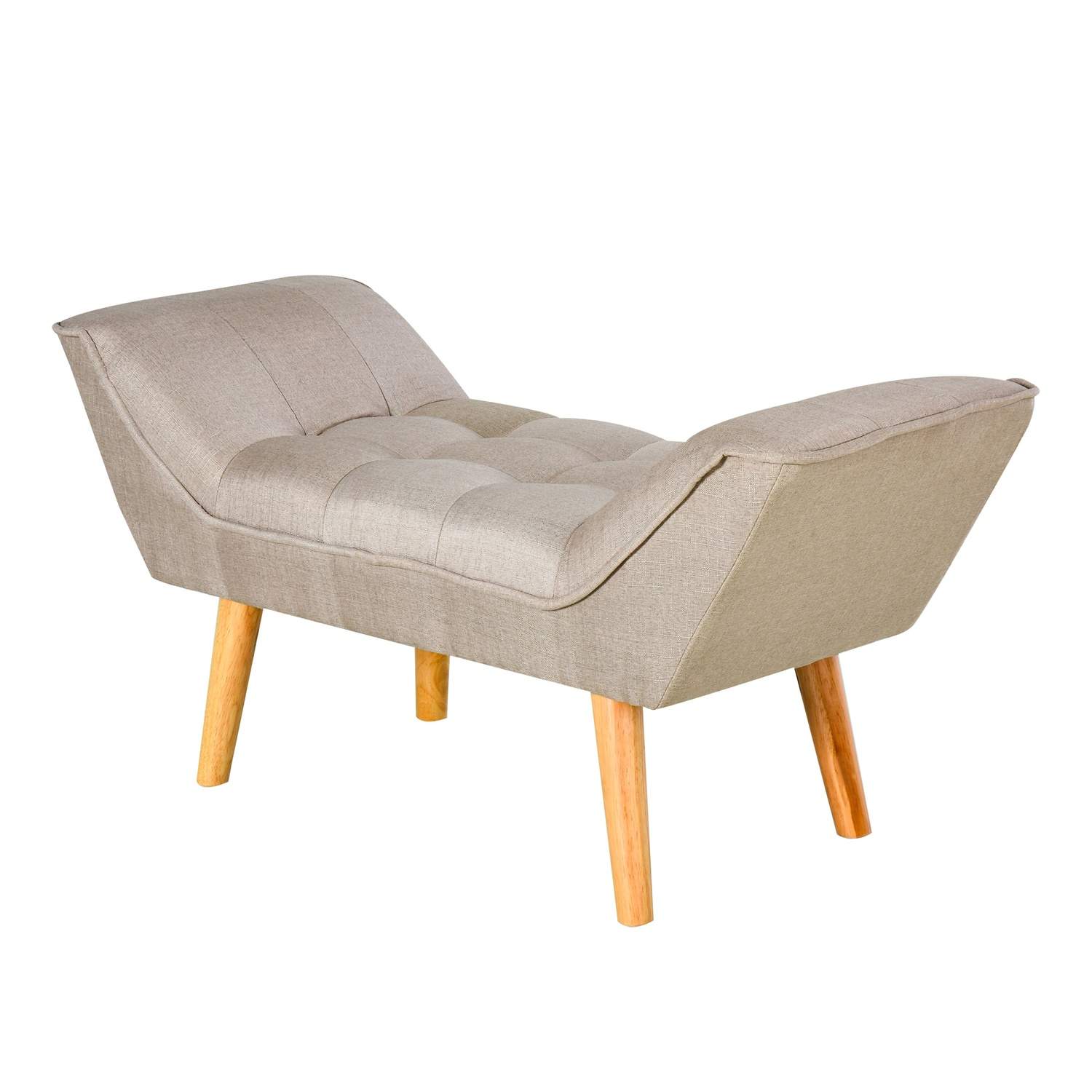 Komfortabel retro bænk med linned betræk, beige