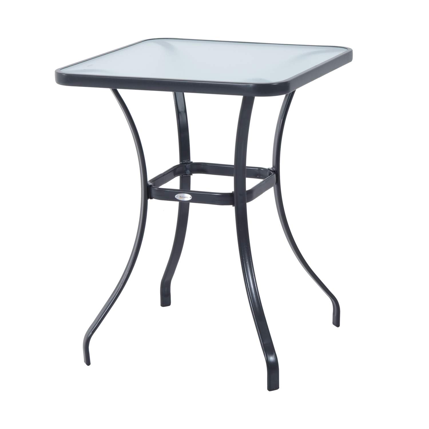 Sort Vejrbestandig Firkantet Glasbord 68,5 cm