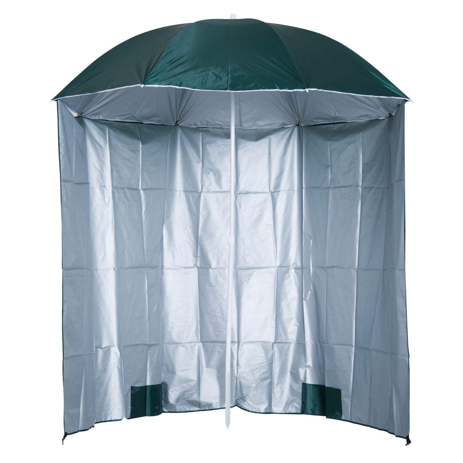 Mørkegrøn strandparasol med sidevæg 2,2x2,2m