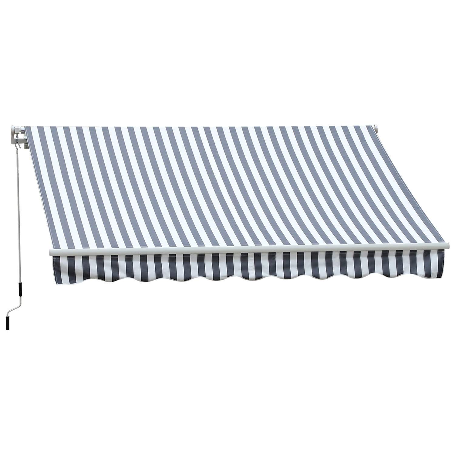 Grå+Hvid Foldearmsmarkise 3,5x2,5m Solafskærmning Håndsving