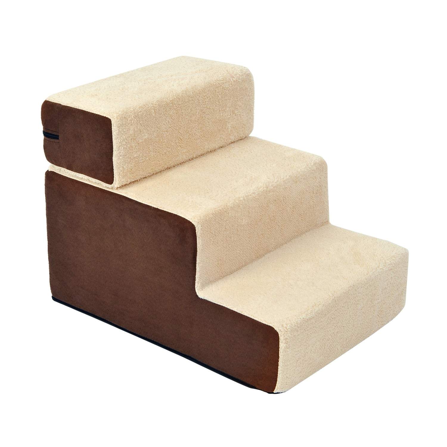 Plys Hundetrappe 3 Trin Beige 54x40x39cm