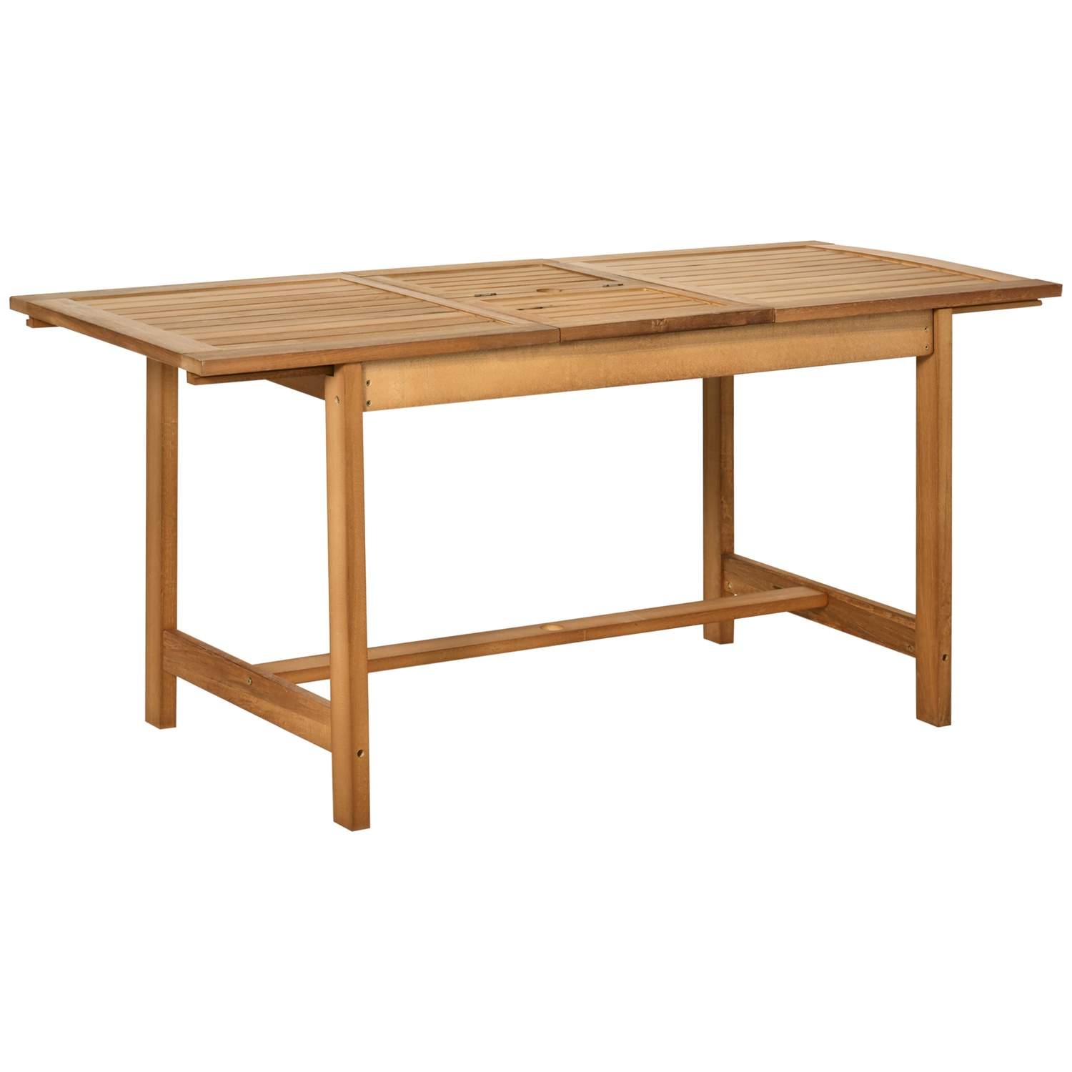 Udtrækkeligt vejrbestandigt havebord i grantræ