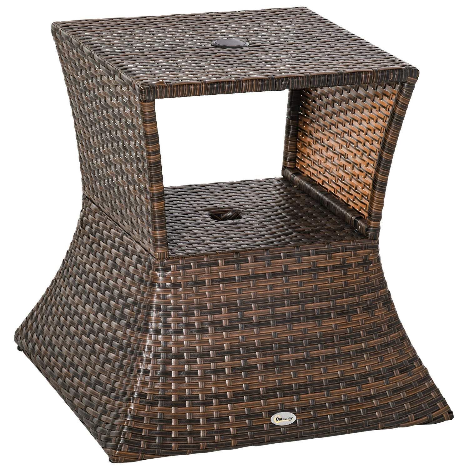 Brunt polyrattan sidebord til terrasse 54x54x55 cm