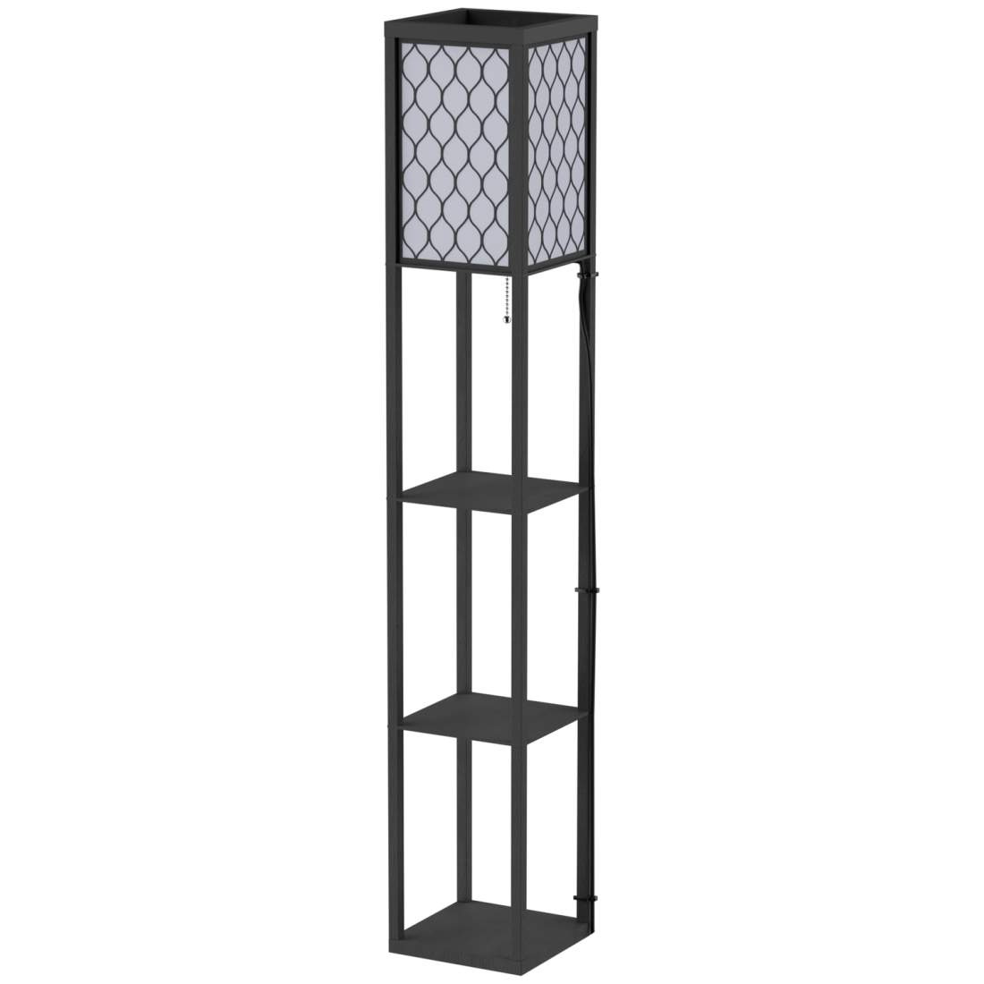 Svart Trägolvlampa med Hyllplan för Vardagsrum | Hem & Hobby | Pryloteket