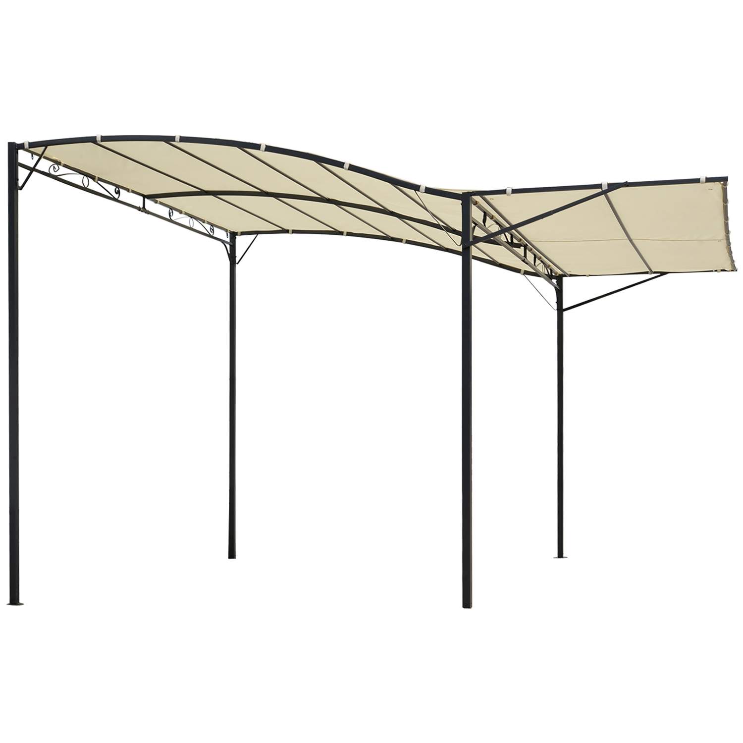 Cremehvidt solsejl med foldbart sidetag 3x2,5m
