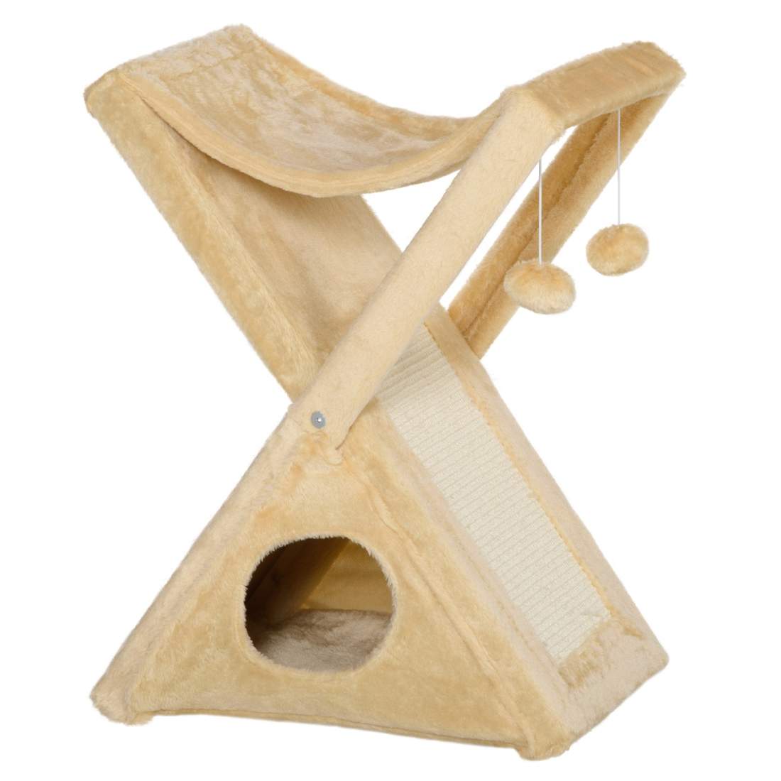 Beige Kattställning med Grotta och Hängmatta | Hem & Hobby | Pryloteket