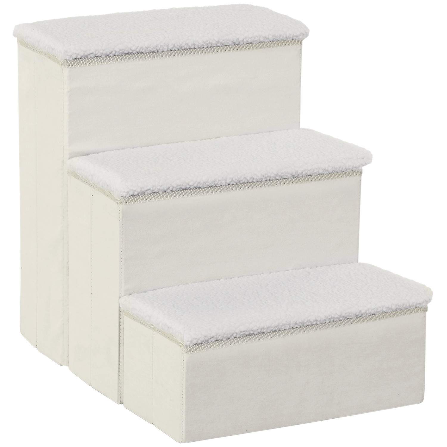 Sammenfoldelig dyrestige med opbevaring, hvid MDF