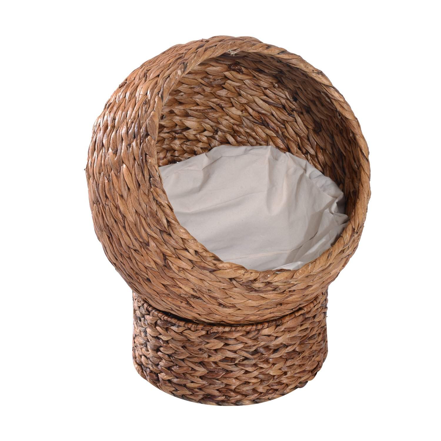 Komfortabel rattan katteseng med pude, lysebrun