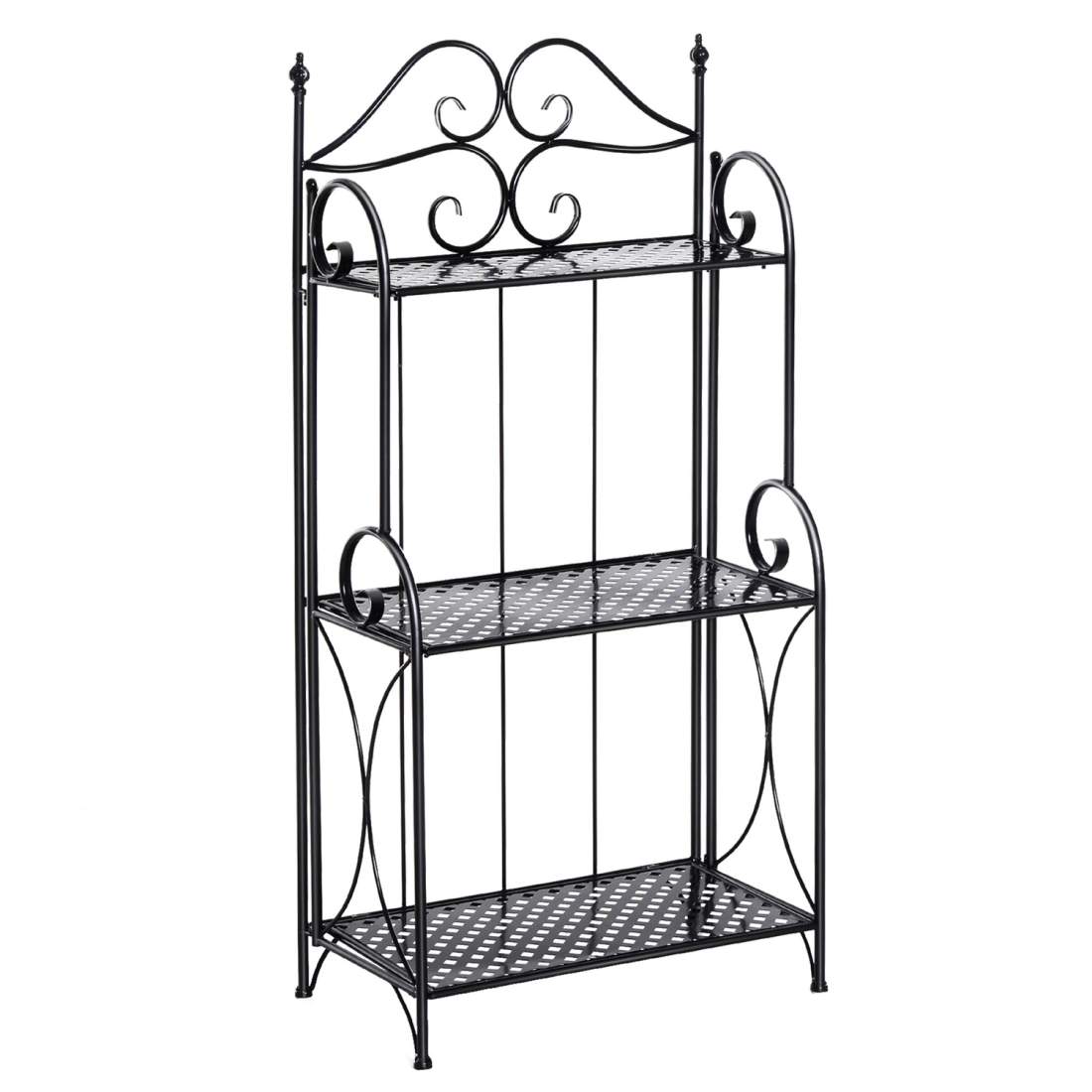 Svart Metall Blomtrappa med 3 Hyllor 56x30x114 cm | Hem & Hobby | Pryloteket