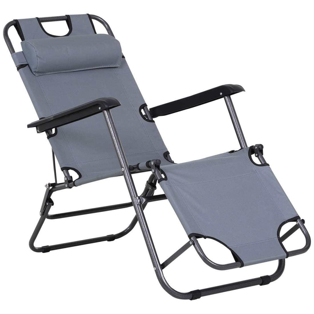 Hopfällbar Grå Solstol med Dyna 2-i-1 | Hem & Hobby - Hem & Hushåll - Trädgårdsartiklar - Solstolar | Pryloteket