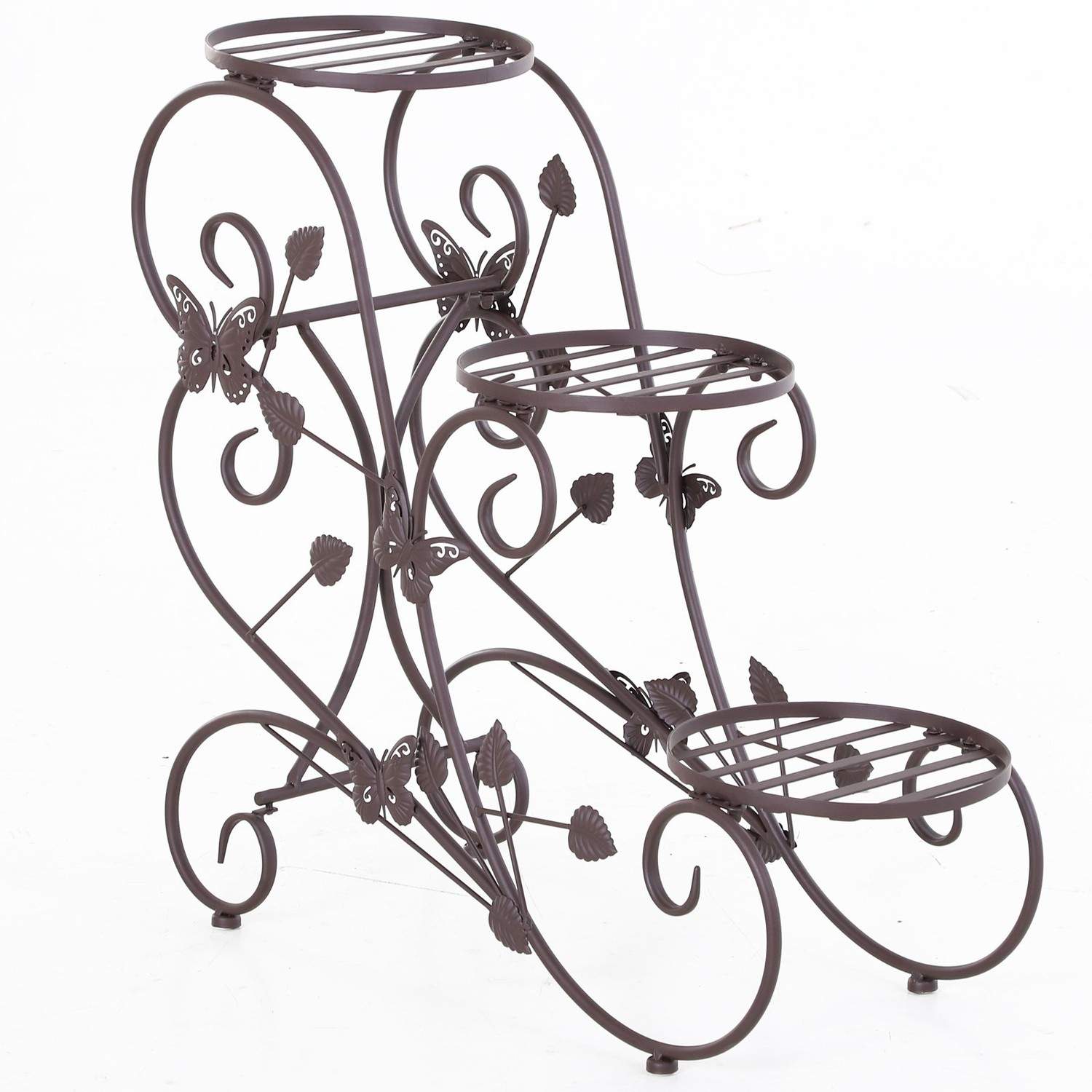 Blomsterstand Fransk tre-lags plantehylde Metal Bronze