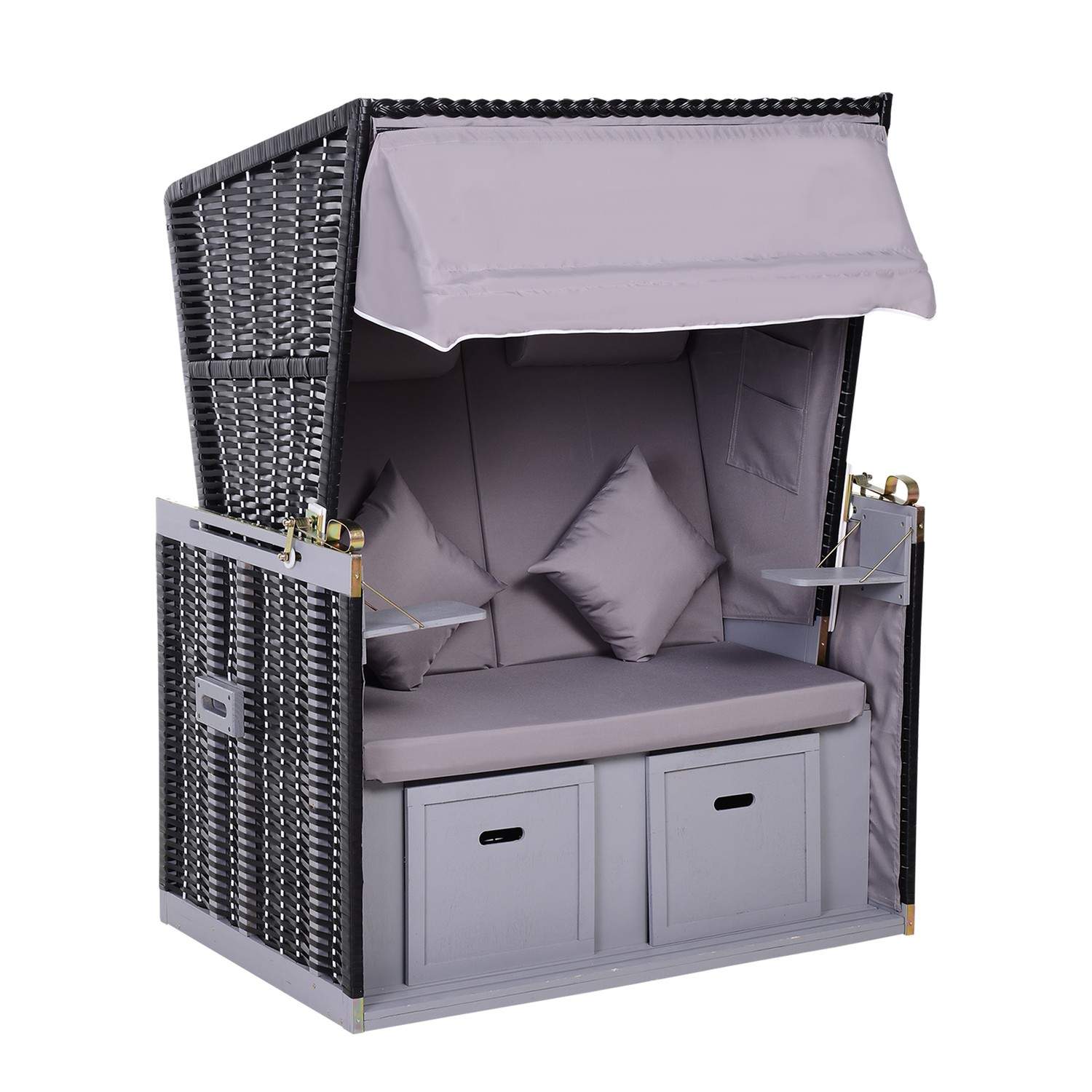 Dobbelt solseng med tag og kopholder Grå