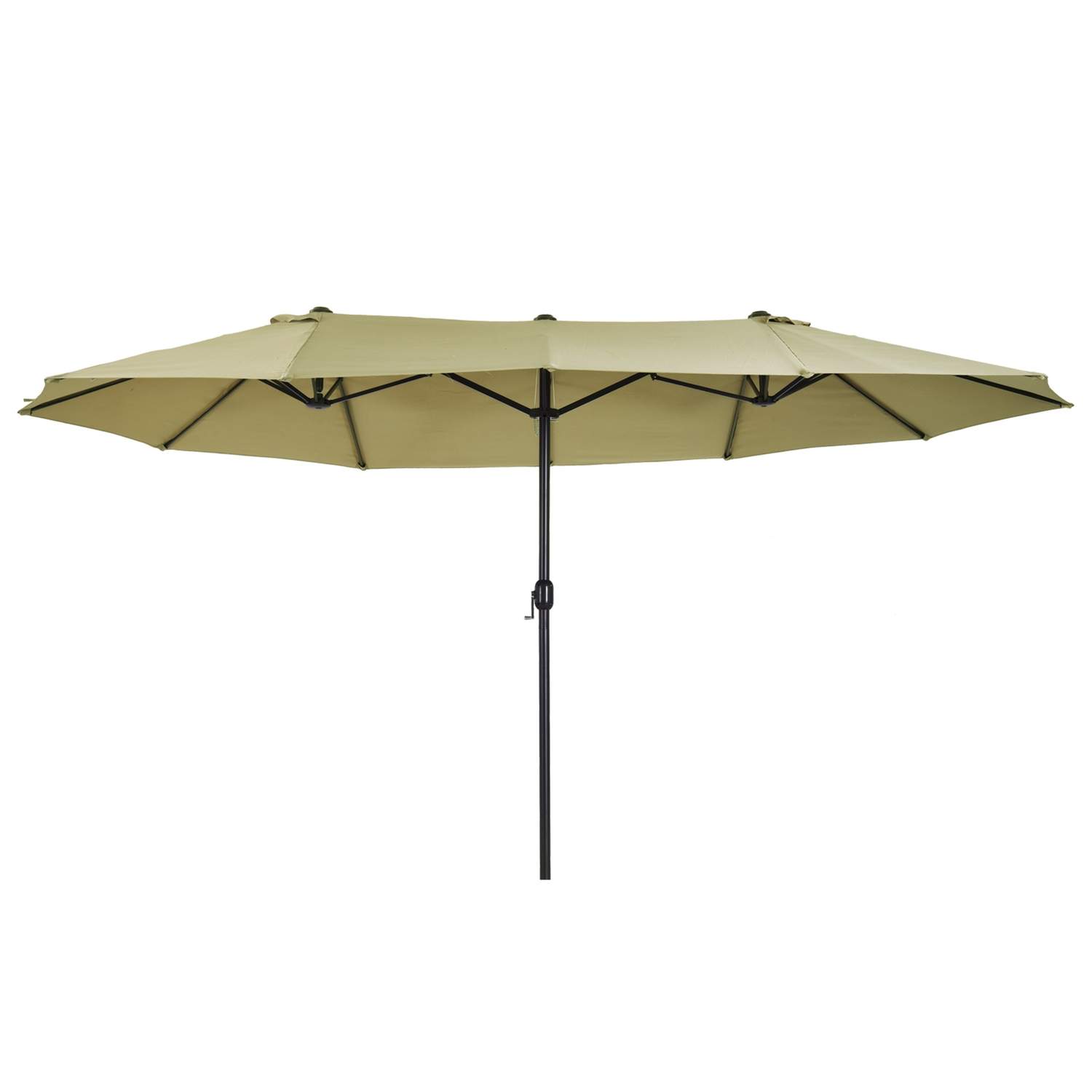 Dobbelt parasol med håndsving, lys kaffefarve