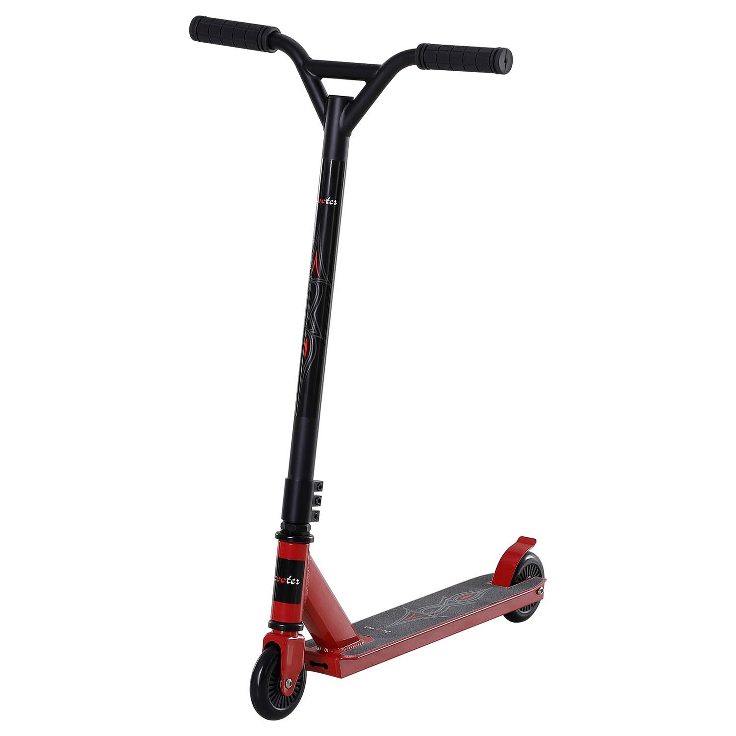 Rød Pro Stunt Scooter med 100 mm PU hjul, aluminium