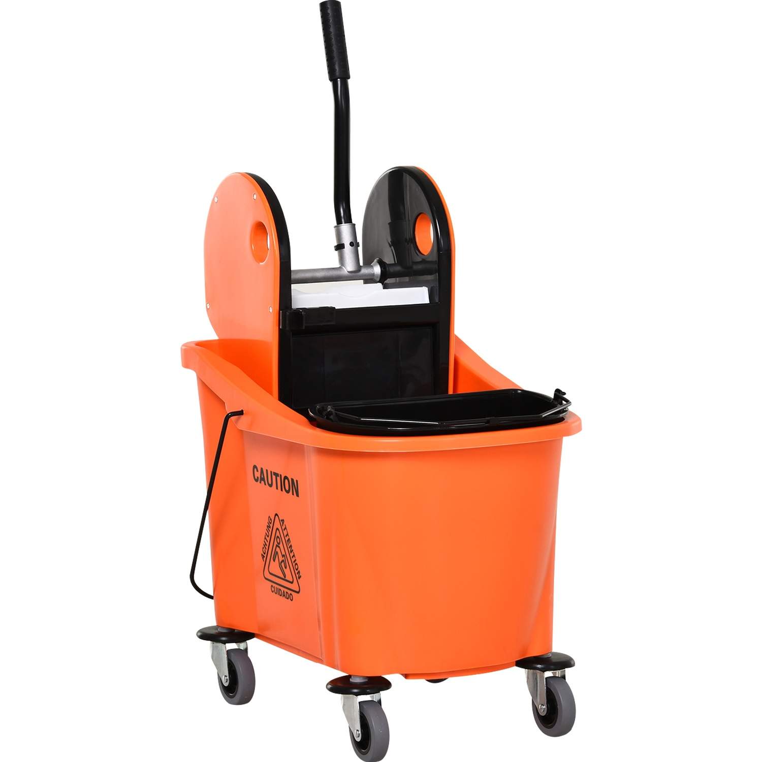 Rengøringsvogn med Drejelig, 36L, Sort/Orange