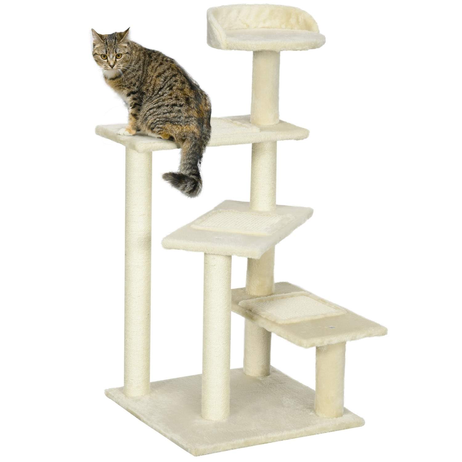 Beige Katte kradsestolpe med Sisal søjle 100 cm