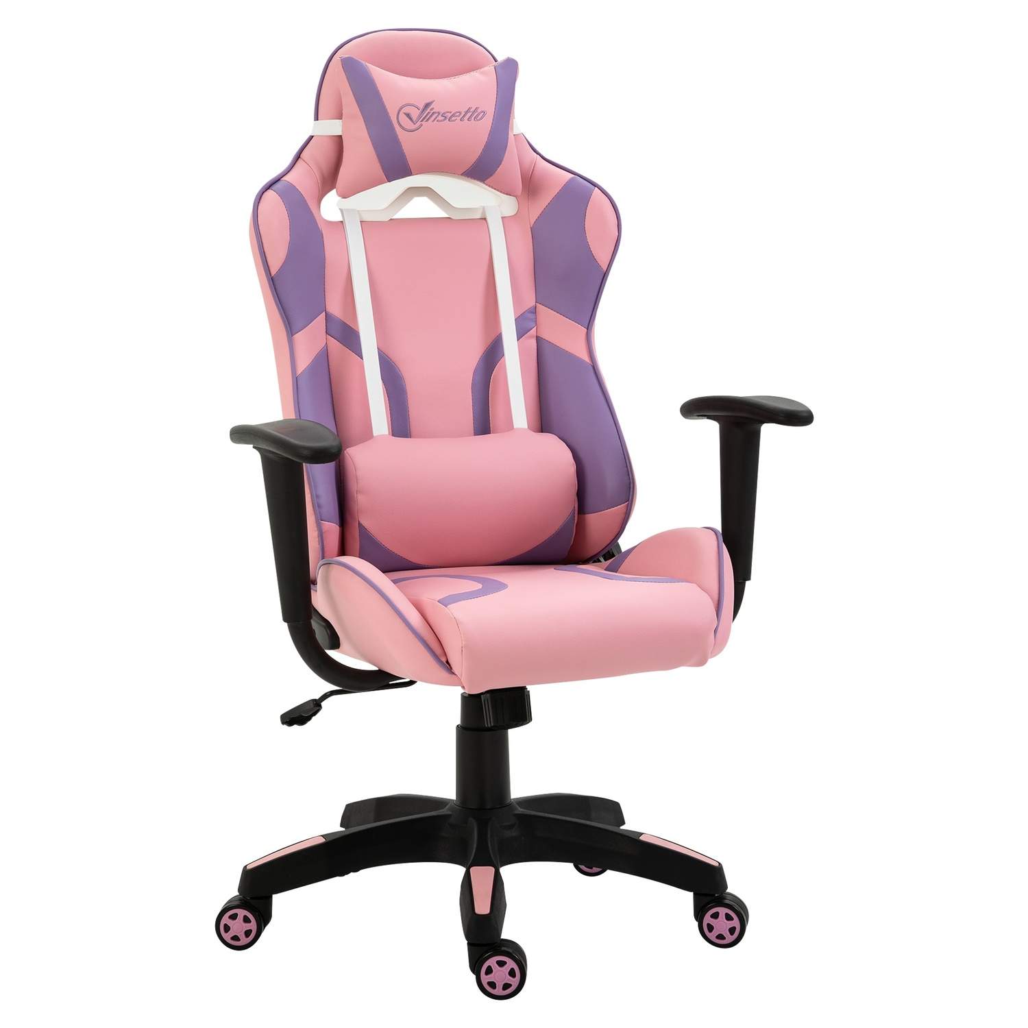 Ergonomisk spillestol med massage, pink/lilla