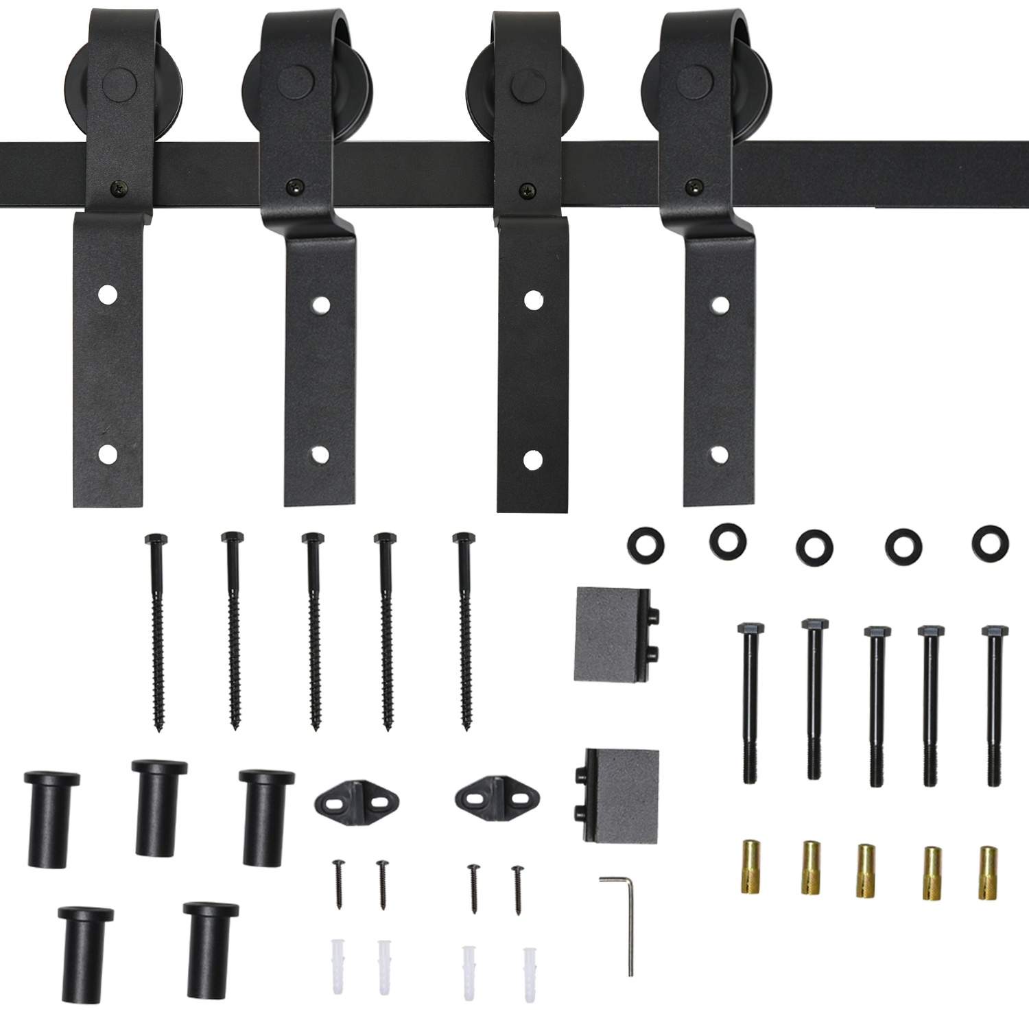 Skydedørssystem Kulstål Sort med 9 tilbehør
