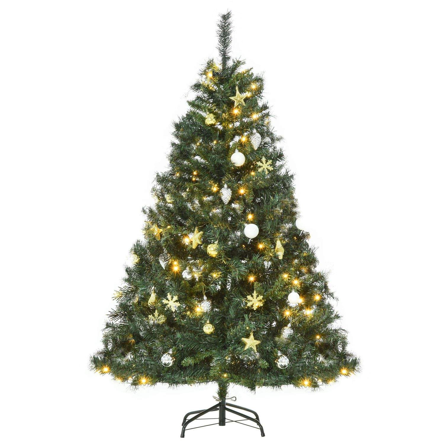 Juletræ med 120 LED lys og dekorationer
