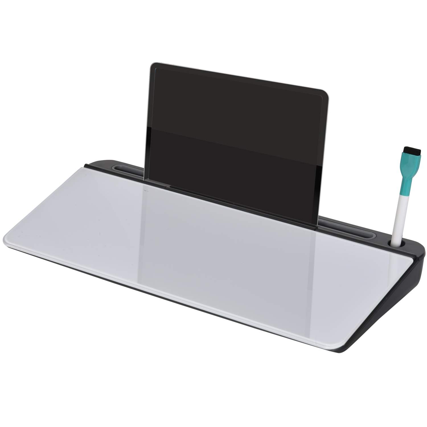 White & Black Glas Whiteboard med Tablet Stand
