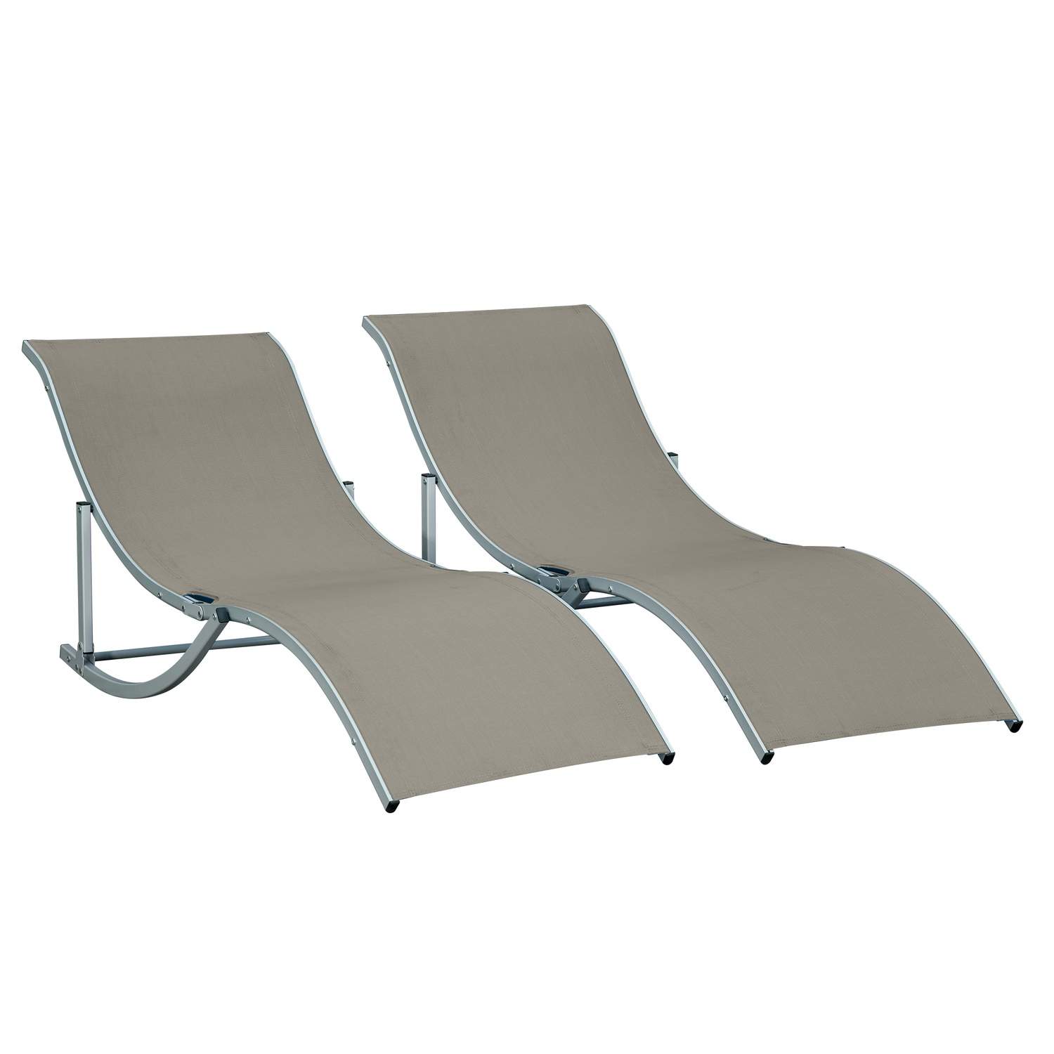 Sæt med 2 ergonomiske liggestole i lysegrå tekstil