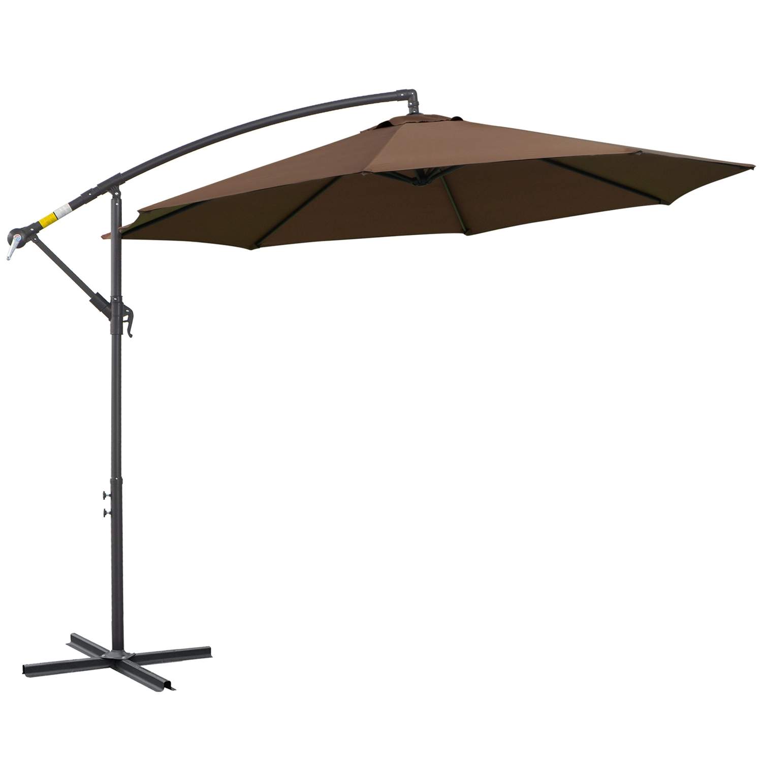 Cantilever Parasol med håndsving, kaffe, Ø3x2,5m