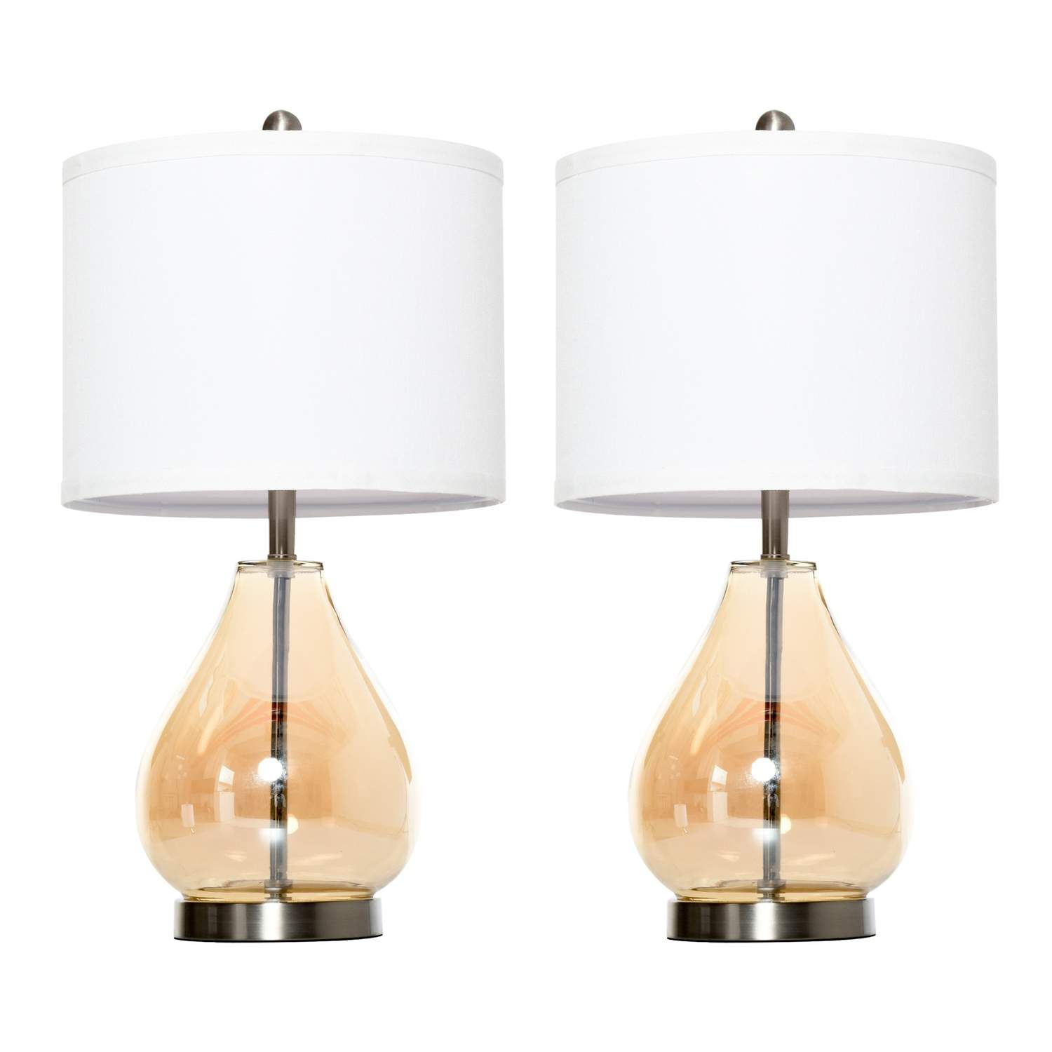 Set Bordslampor i Glas och Linne, E27, 40W | Hem & Hobby | Pryloteket