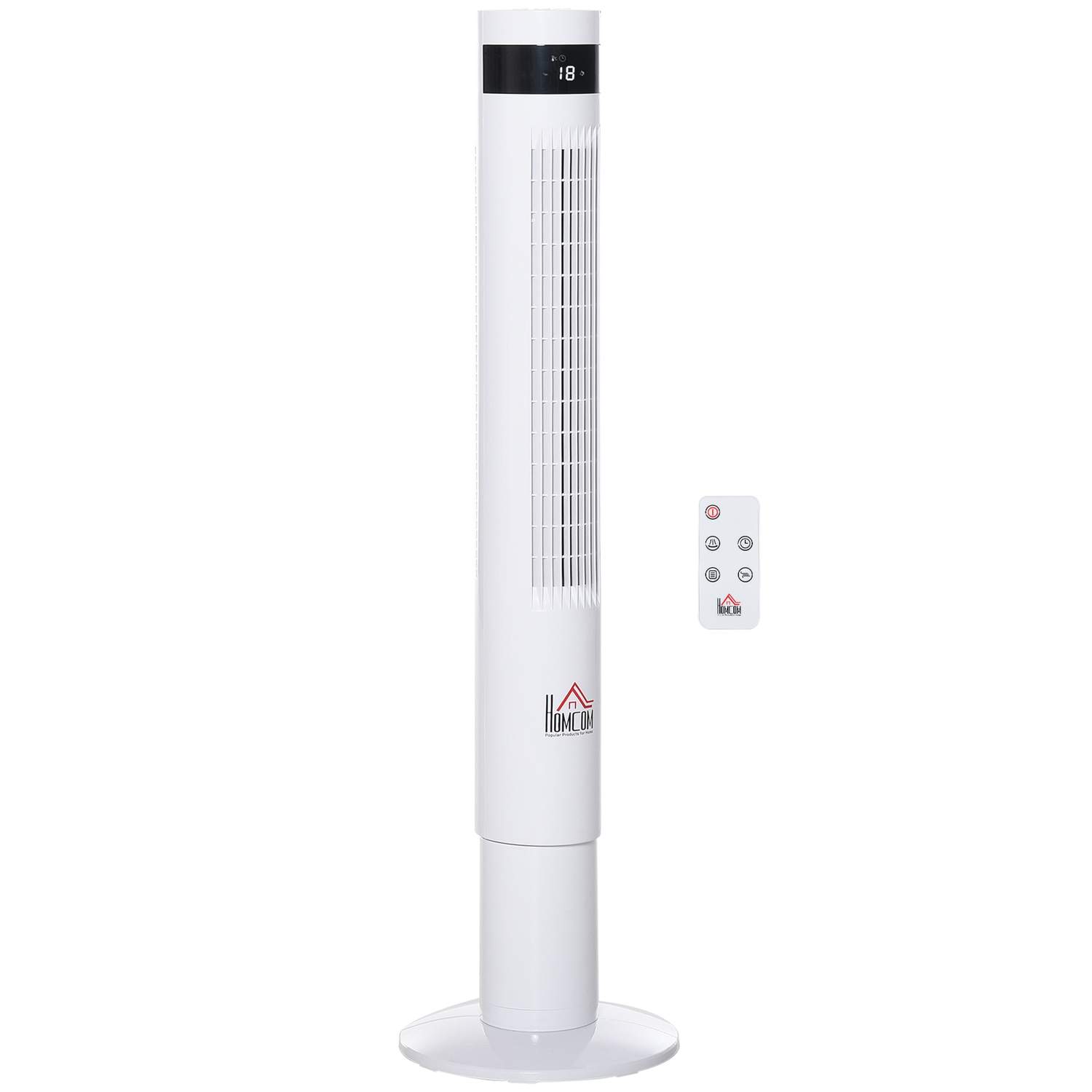 Oscillerende tårnventilator 110cm, Fjernbetjening, Hvid