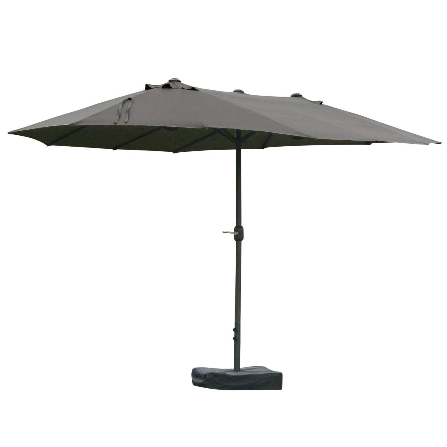Mørkegrå Dobbelt Parasol med Stand 460x270 cm