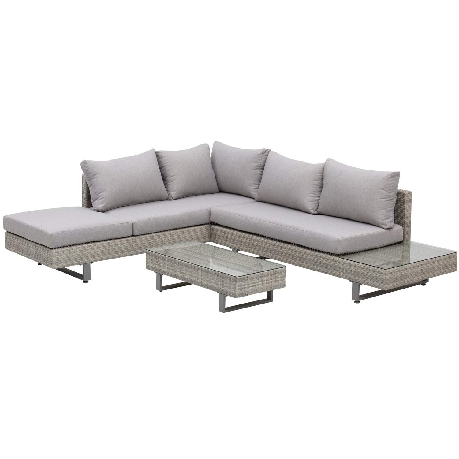 Gråbrun Vejrbestandig Polyrattan Lounge Sæt 3 Dele