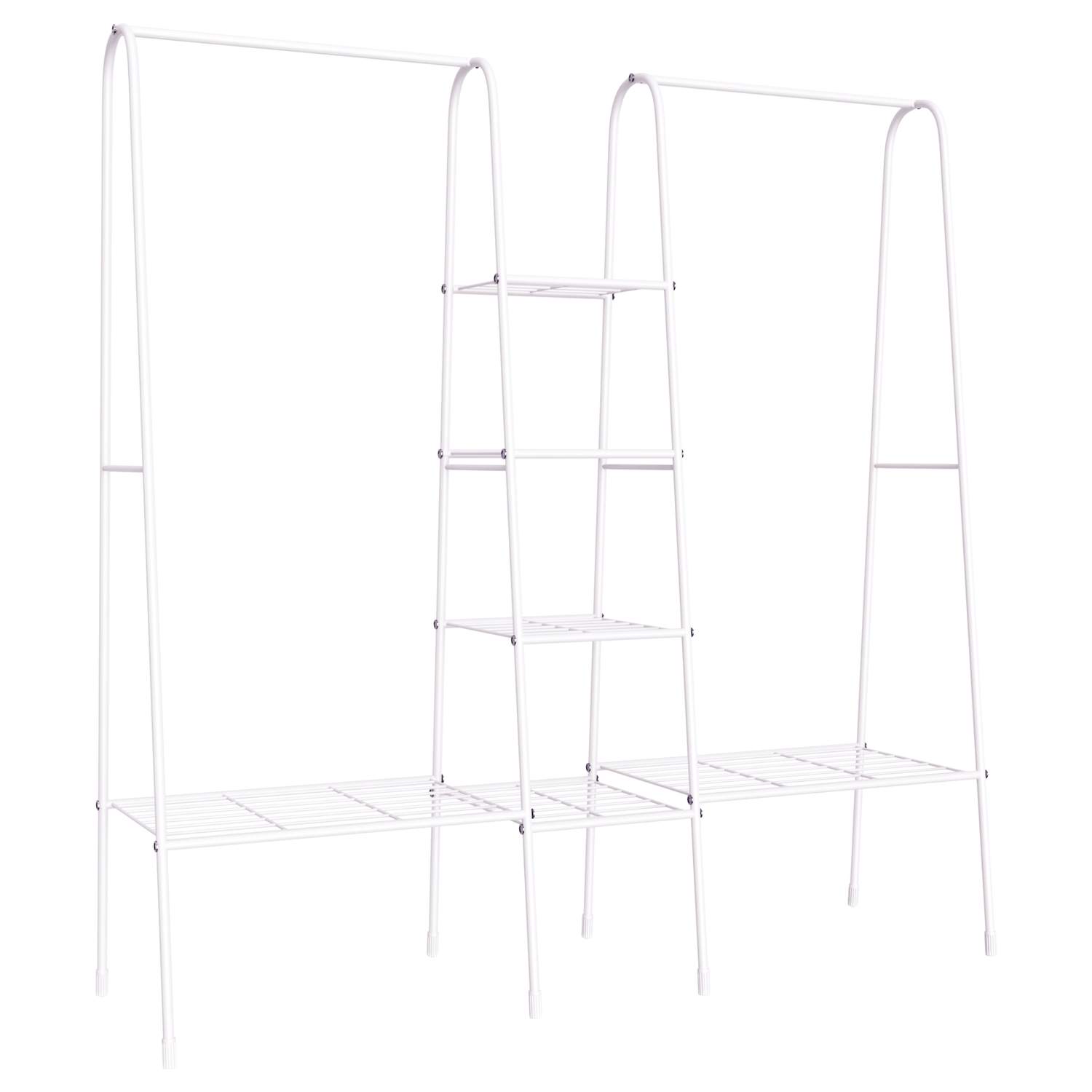 Fritstående tøjstativ med skostativ i hvidt stål